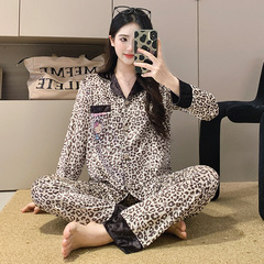 秋冬季保暖金砖绒睡衣女士加绒加厚插色翻领网红风家居服冬天套装