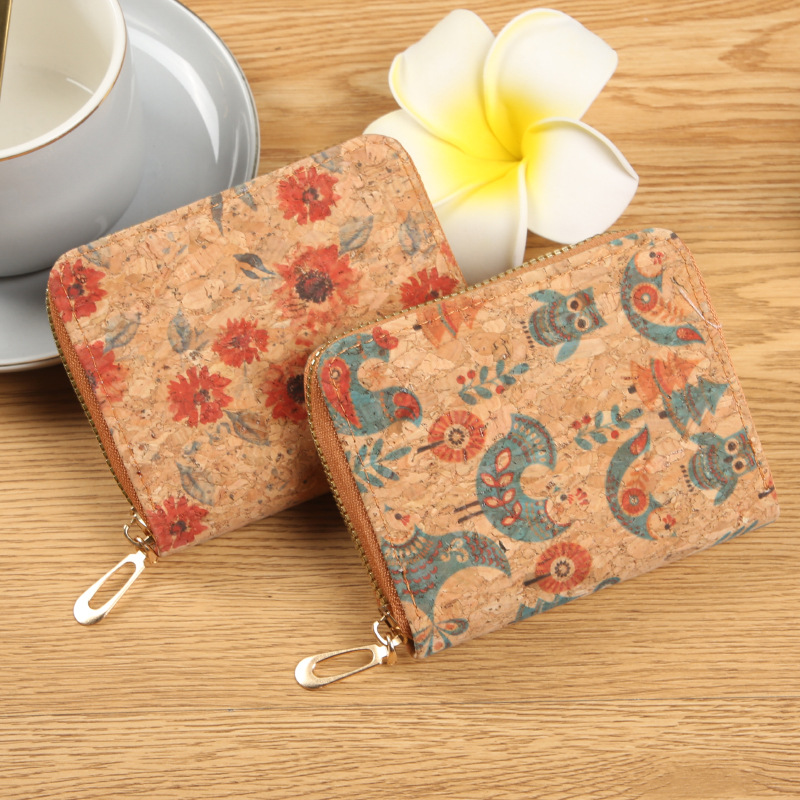 국경 2025 새로운 복고풍 절묘한 인쇄 여성 동전 지갑 패션 틈새 카드 가방 소프트 우드 그레인 지갑