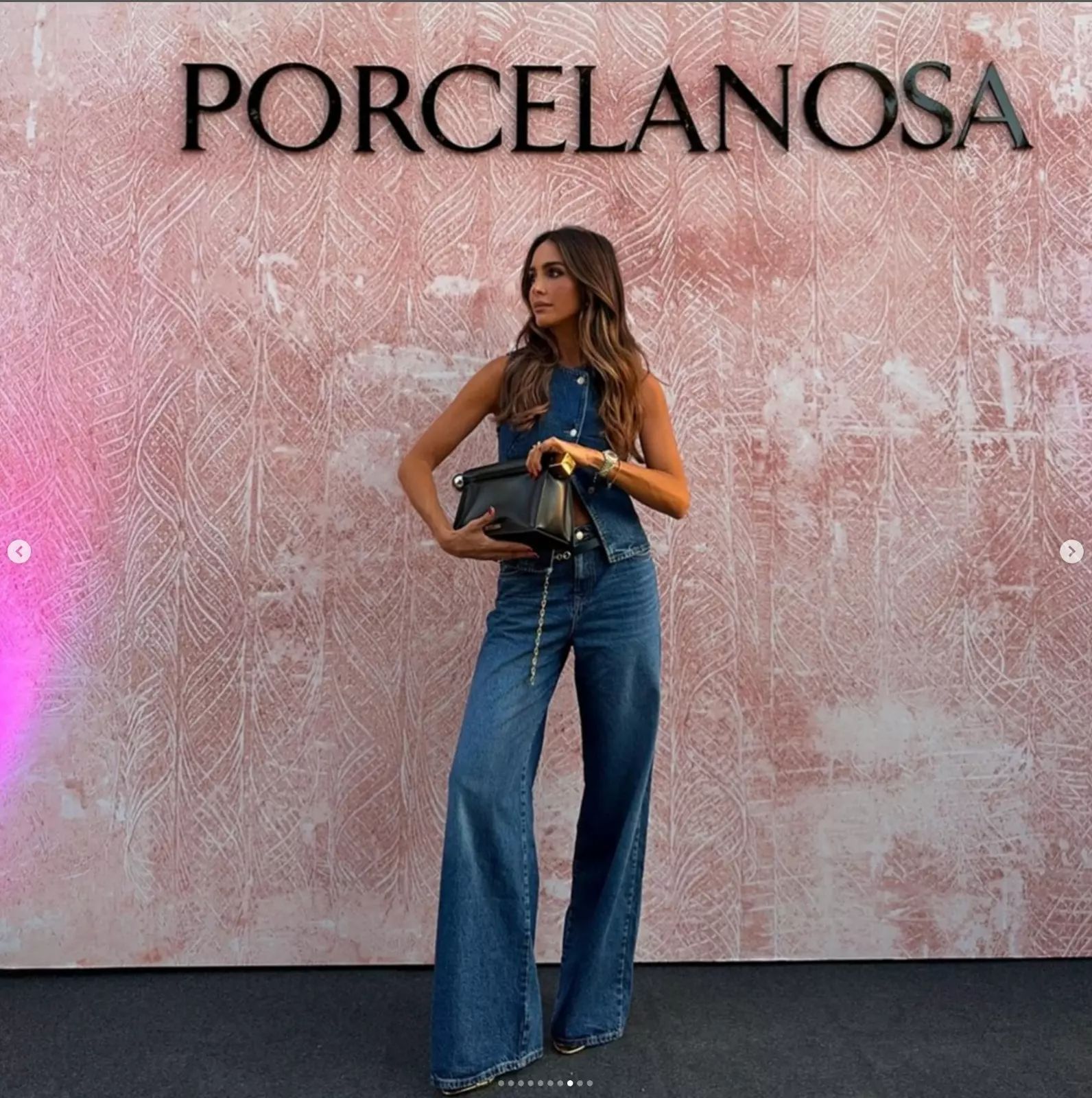 Conjunto de chaleco vaquero y pantalones anchos para mujer_voghion.com