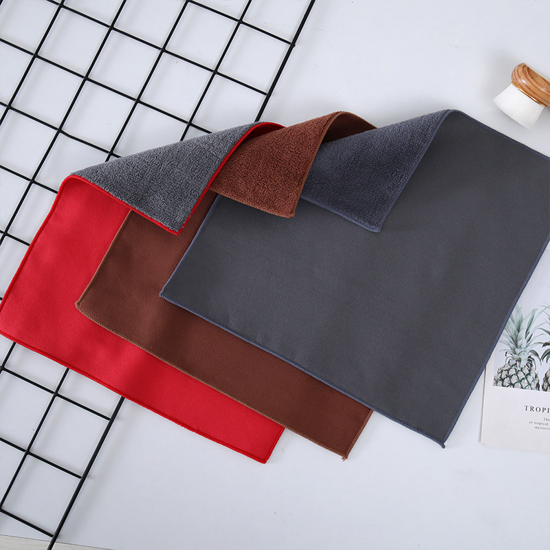 Deer skin tea towel, double-sided absorbent, can add logo, health pot towel, thickened kitchen deer skin velvet tea cloth