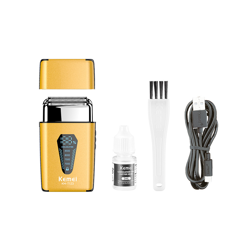 Komei recíproca afeitadora KM-T123 afeitadora eléctrica de alta gama para hombres afeitadora digital compacta y portátil