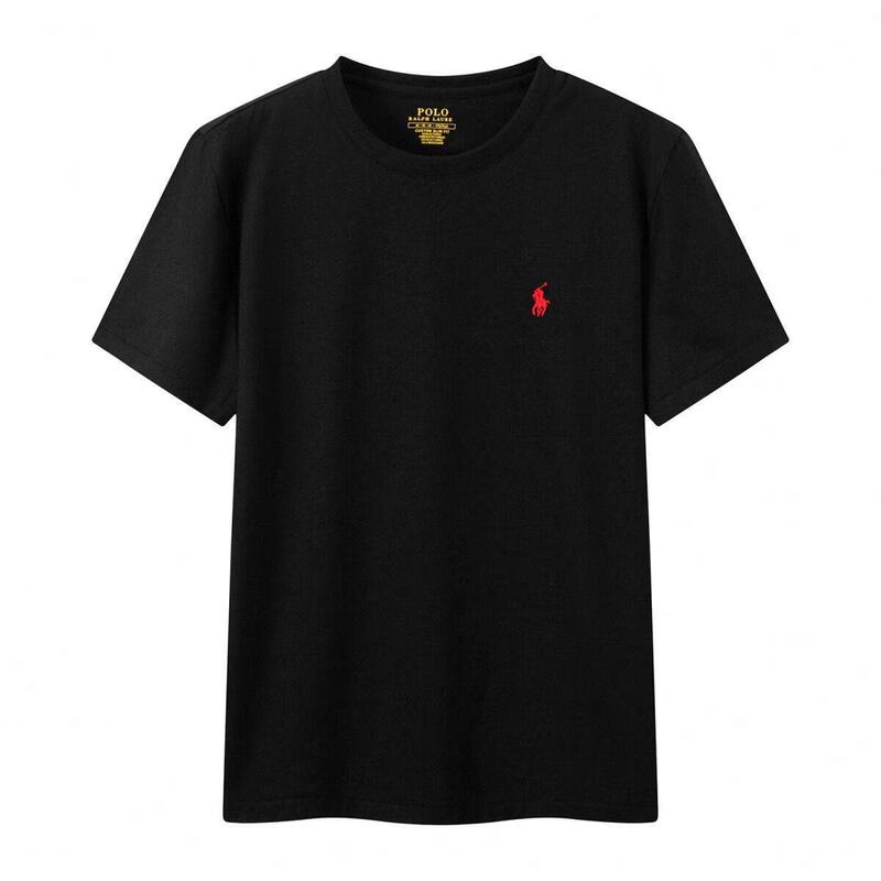 Summer Pure Cotton Round Neck Slim Fit Short-Sleeved Men's T-Shirt with Pony Logo Embroidery, Versatile Solid Color Trendy Casual Top