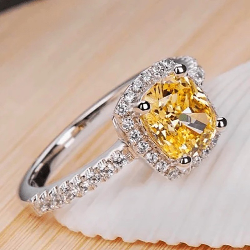 Daily Occasion Copper Material Business Square Copper Inlay Zircon Rings