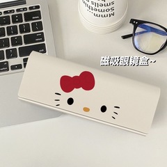 ハローキティ高価値学生ポータブル近視サングラスメガネケース抗圧磁気アイボックス pu レザー女性