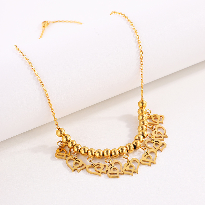 1 Piece Quantity PVD Coated Real Gold Plated Heart Shape Stainless Steel Exaggerated Waterproof Non Tarnish Titanium Steel Necklace