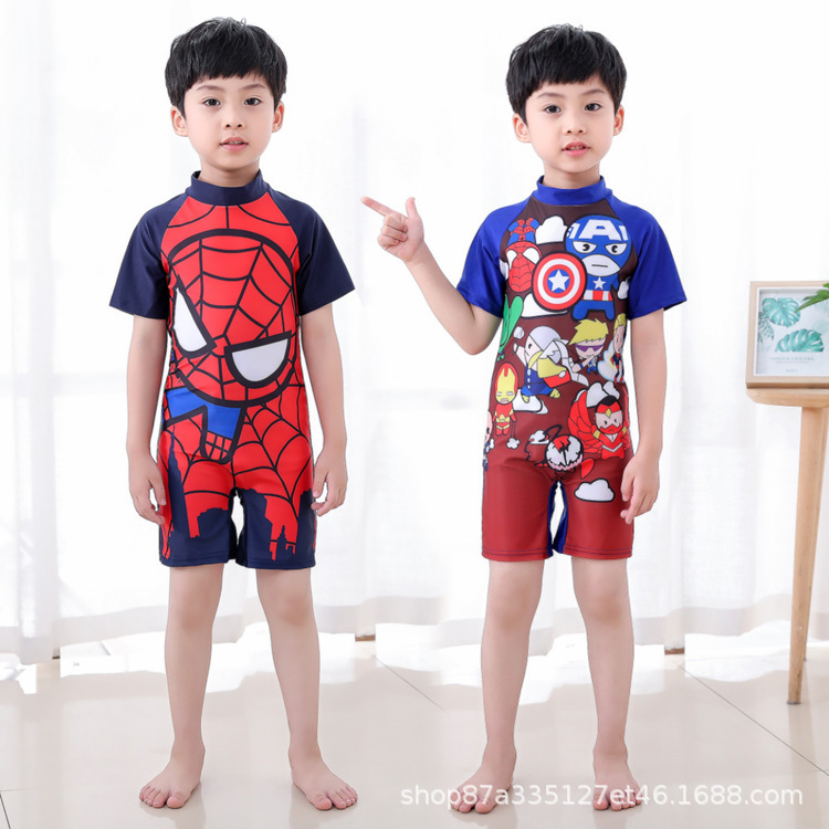 Foreign Trade Cartoon Children's Swimsuit Cute Boy Swimsuit Small and Medium-Sized Children One-Piece Baby Quick-Drying Swimsuit Wholesale