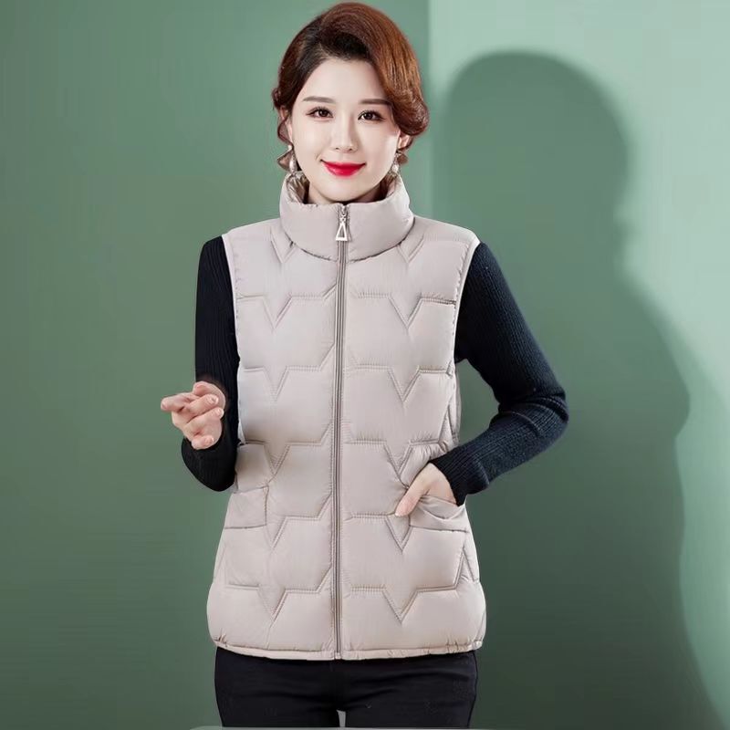 Ultra-Light down Cotton Vest Women's Short Autumn and Winter Women's Vest New Outer Wear Large Size Women's Waistoutwear Mother's Jacket