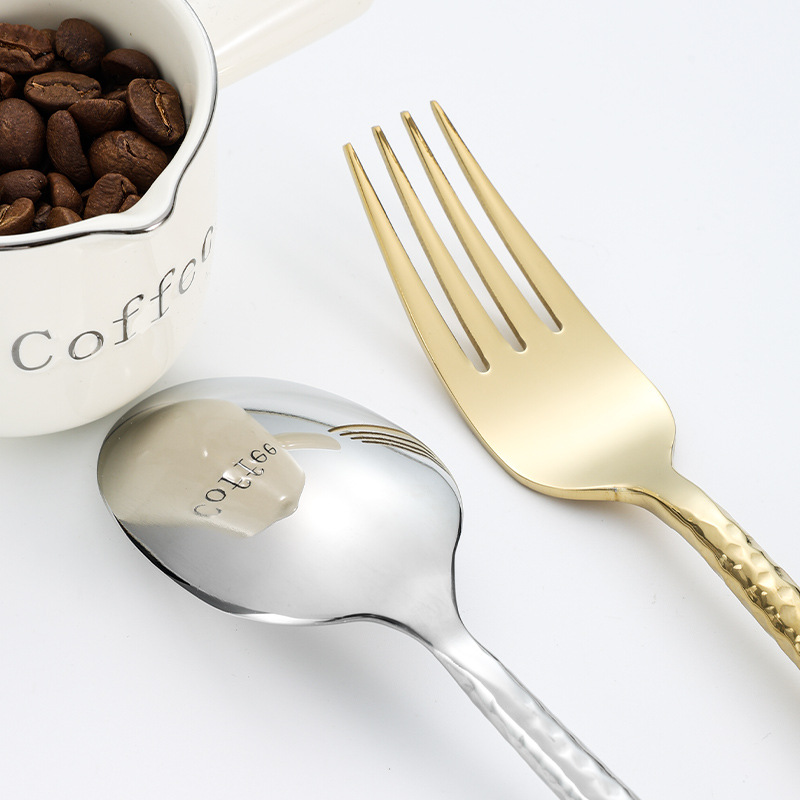 Edles Besteckset Mit Hammerschlagdesign Aus Edelstahl Rund_voghion.com