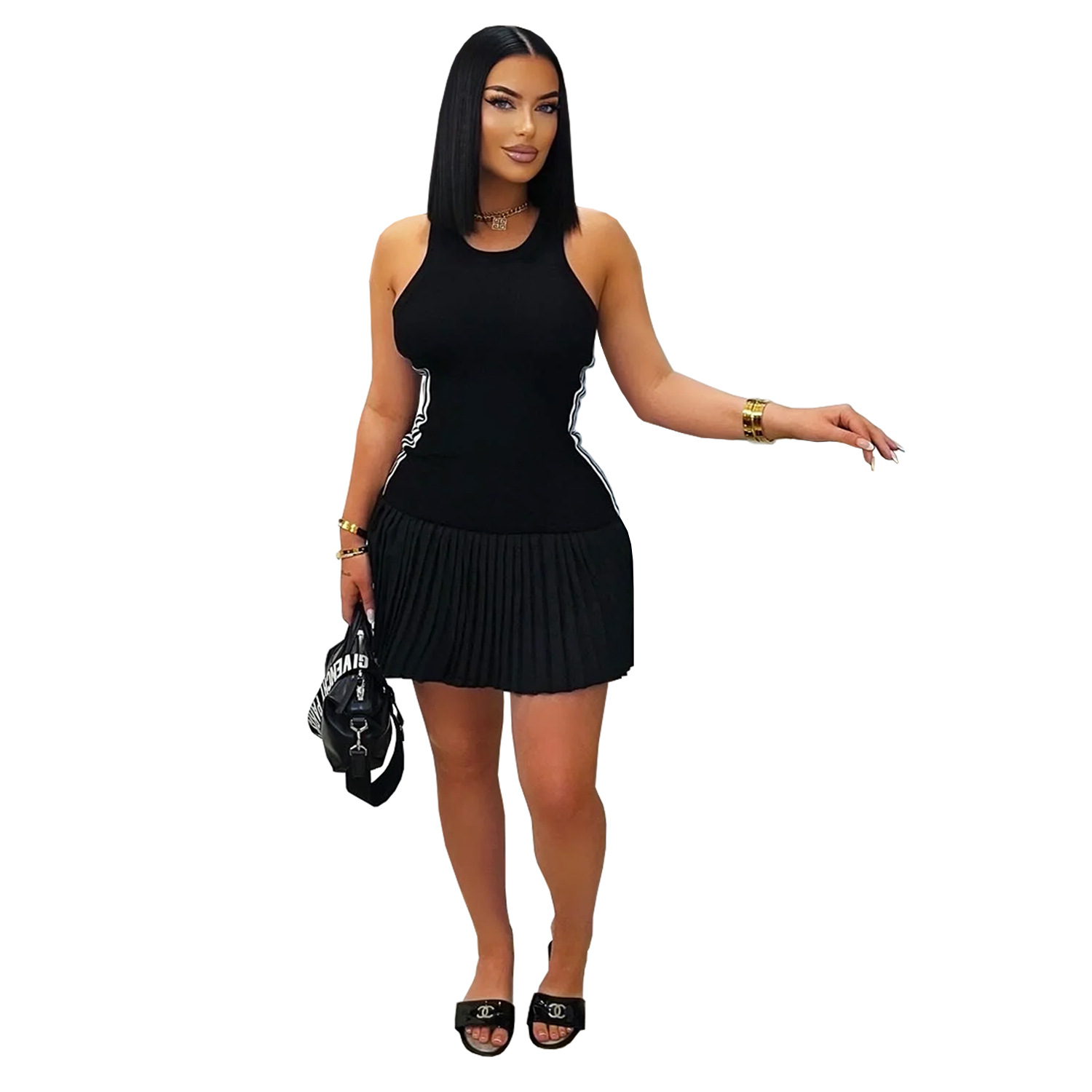 C7320 Vestido Corto Deportivo para Mujer, Estilo Europeo y Americano, Corte Tridimensional, Ajustado, para AliExpress y Amazon image 7