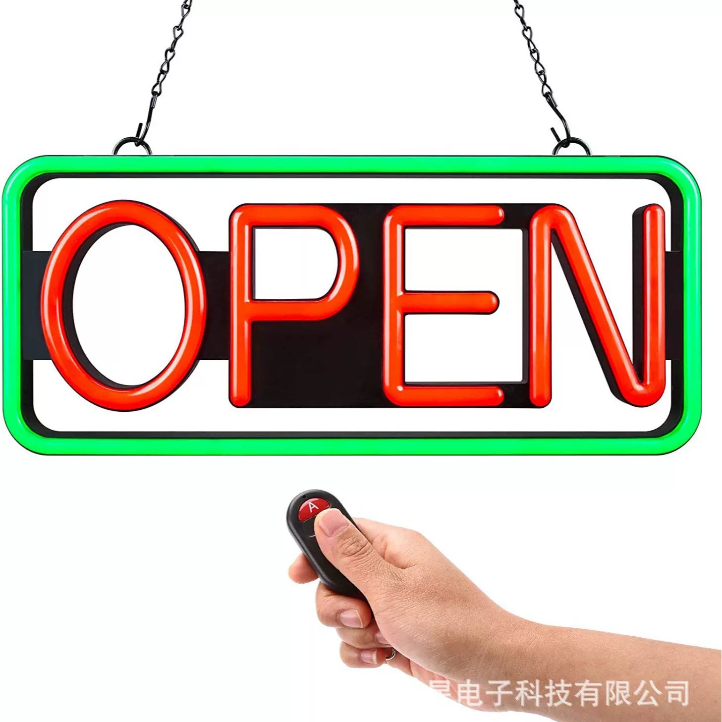 LED OPEN SIGN遥控款控制悬挂店铺招牌霓虹灯发光标识LED广告灯牌