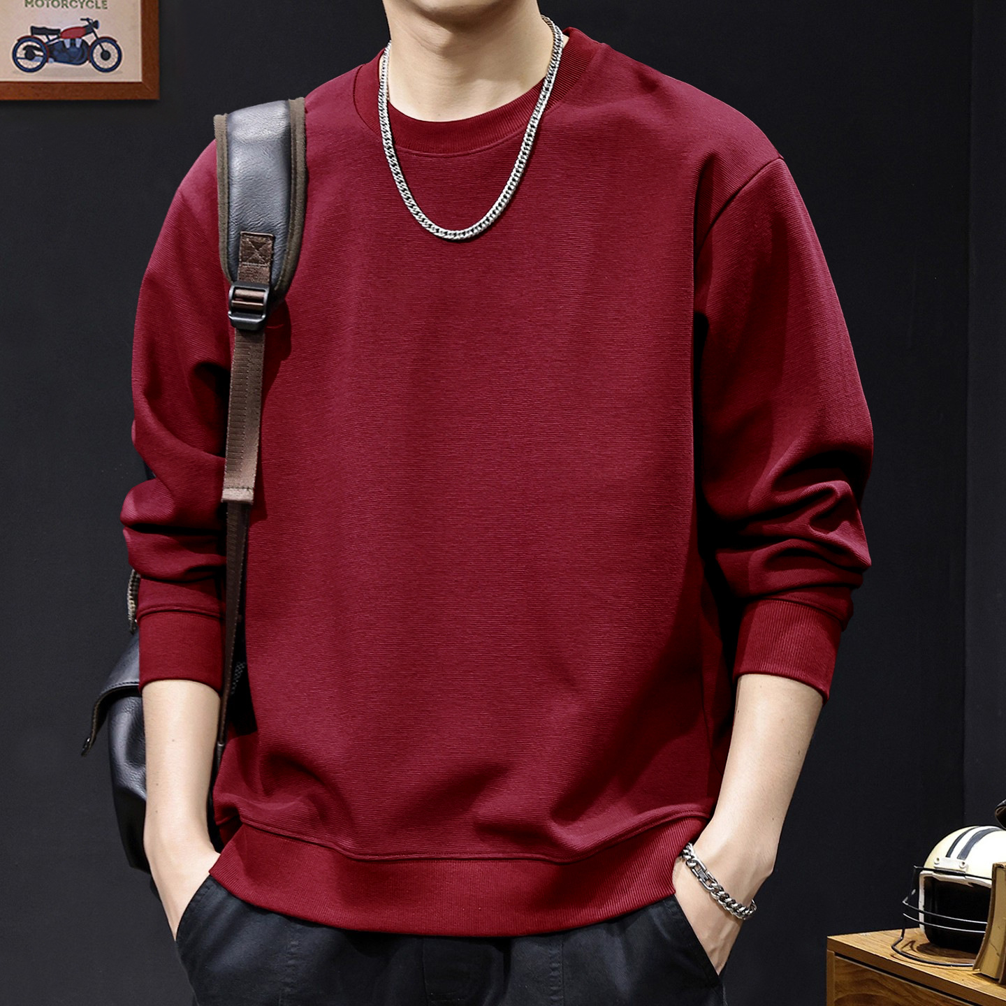 Marca de moda de hombre camisa de cuello redondo para hombres primavera y otoño nuevo tipo suelto simple pareja con chaqueta de terciopelo para hombres