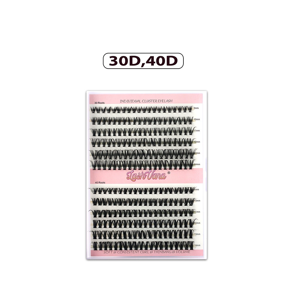 Набор индивидуальных клешей ресниц False Eyelashes, смесь 30D+40D, лотки на 40 корней, пинцет и средства удаления
