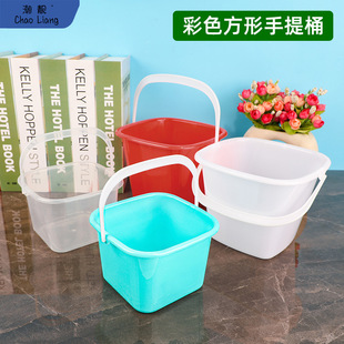 Square Uncovered Small Bucket Children's Drawing Pen Washing Bucket Thickened pp Plastic Color Small Bucket Beach Water Play Sand Bucket