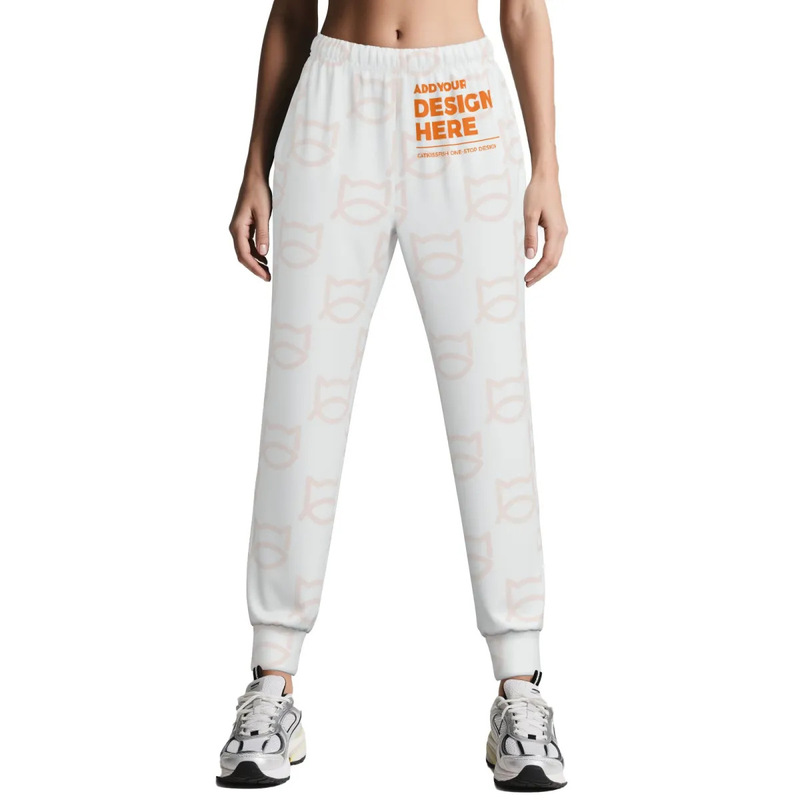 All-Over Print Upf50+ Women's Casual Jogger Tapered Pants, High-Waisted Loose Fit with Cuffed Hem, Dropshipping Available