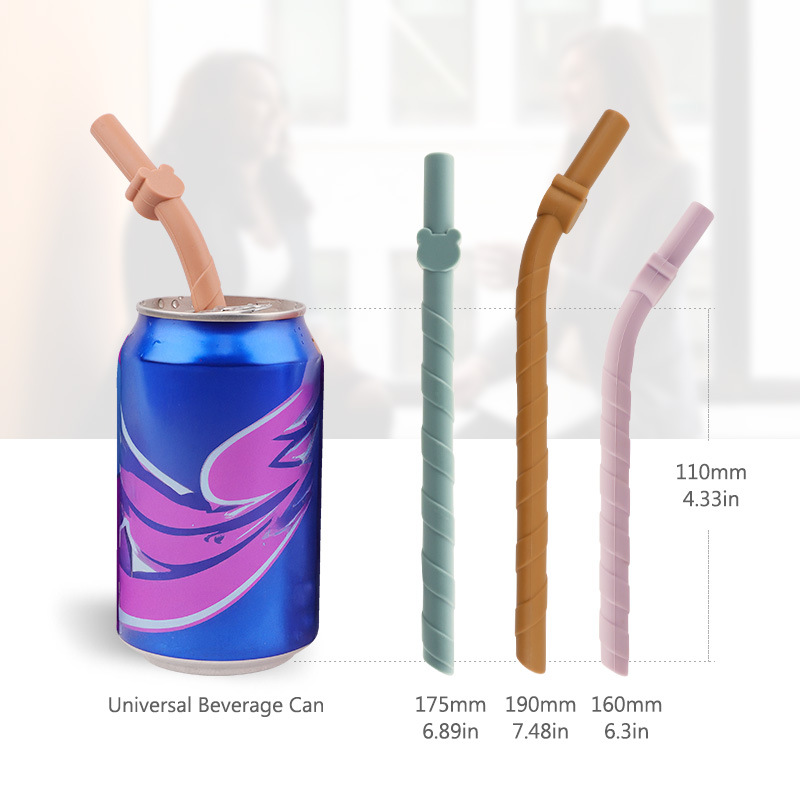 Paja de silicona colorida reutilizable fácil de limpiar paja recta creativa del hogar de los niños leche té de grado alimenticio