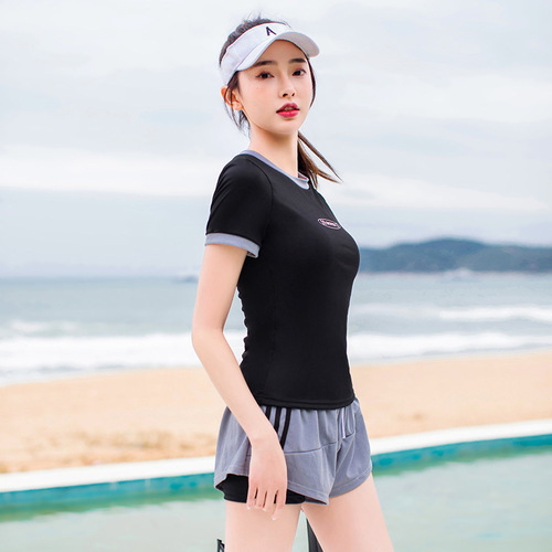New style swimwear women wholesale sports outdoor one-piece conservative anti-flashlight flesh-proofing briefs two-piece set hot spring swimsuit 