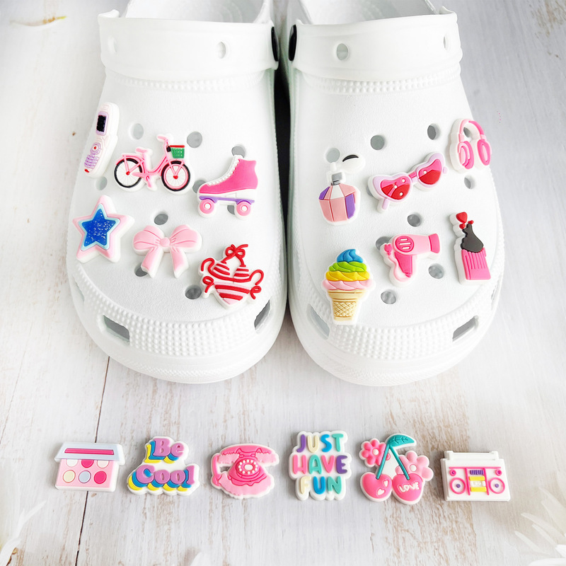 Pink Series Shoes Flower Cave Shoes Diy Accessories Detachable jibbitz Croc Buckle Cave Shoes Flower Shoes