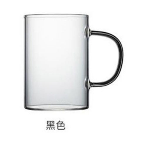 Taza de vidrio borosilicato de oficina taza de una sola capa mango de color taza de jugo de vidrio transparente de gran capacidad taza de bebida doméstica antimezcla