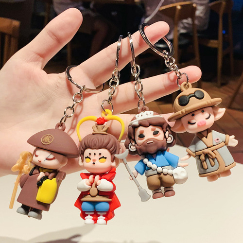 Cartoon Journey to the West Character Keychain Sun Wukong Pig Bajie Doll Car Keychain Bag Pendant Accessories