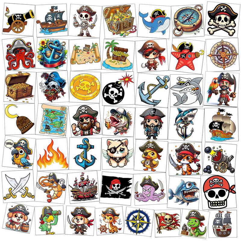 New Pirate Cartoon Temporary Tattoo Stickers for Children, Realistic Arm Stickers, TEMU Amazon Tattoo, European and American Style New Pirate Cartoon Temporary Tattoo Stickers for Children, Realistic Arm Stickers, TEMU Amazon Tattoo, European and American Style