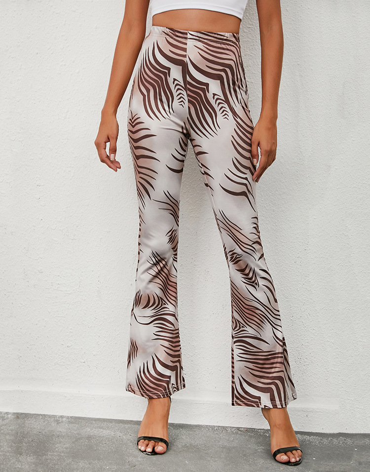 Fashion Stripe Polyester Full Length Printing Flared Pants display picture 1