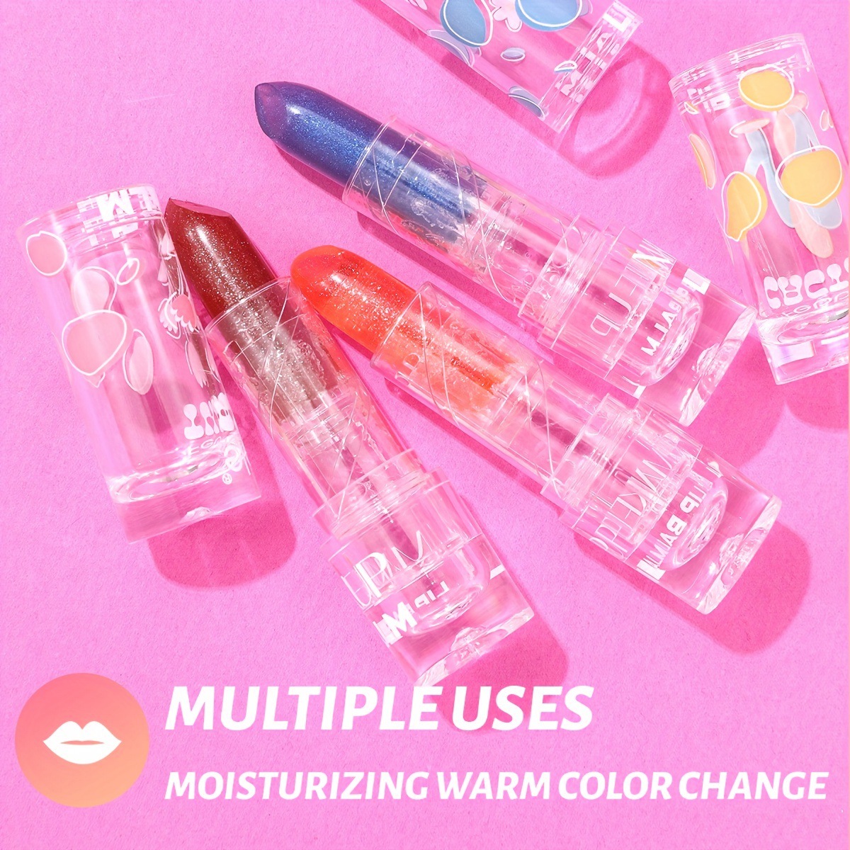 USHAS Bálsamo labial de punto transfronterizo europeo y americano, hidratante e hidratante, lápiz labial impermeable que cambia de color de larga duración FBC020