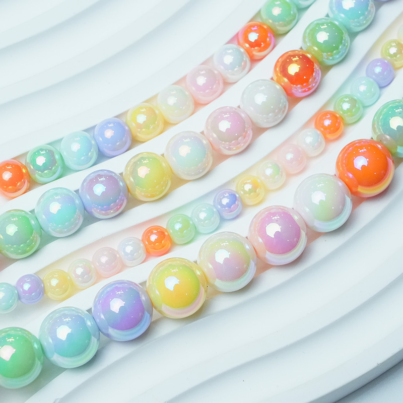 6/8/10/12mm colorful small round beads colorful uv milk series spacer beads DIY mobile phone chain beaded material