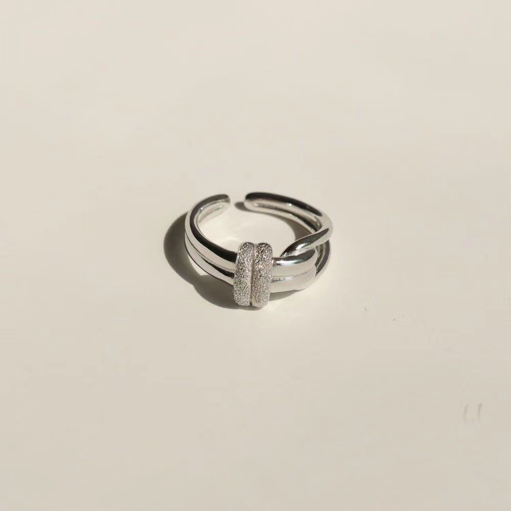Designer Ring Damen Doppellagig Sandgestrahltes Design_voghion.com