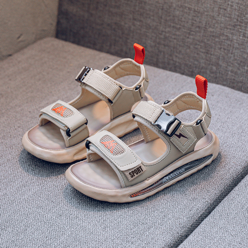 Children's Sandals 2026 New Summer Korean Style Velcro Boys' Shoes for Older Kids Summer Style Little Boys Beach Shoes
