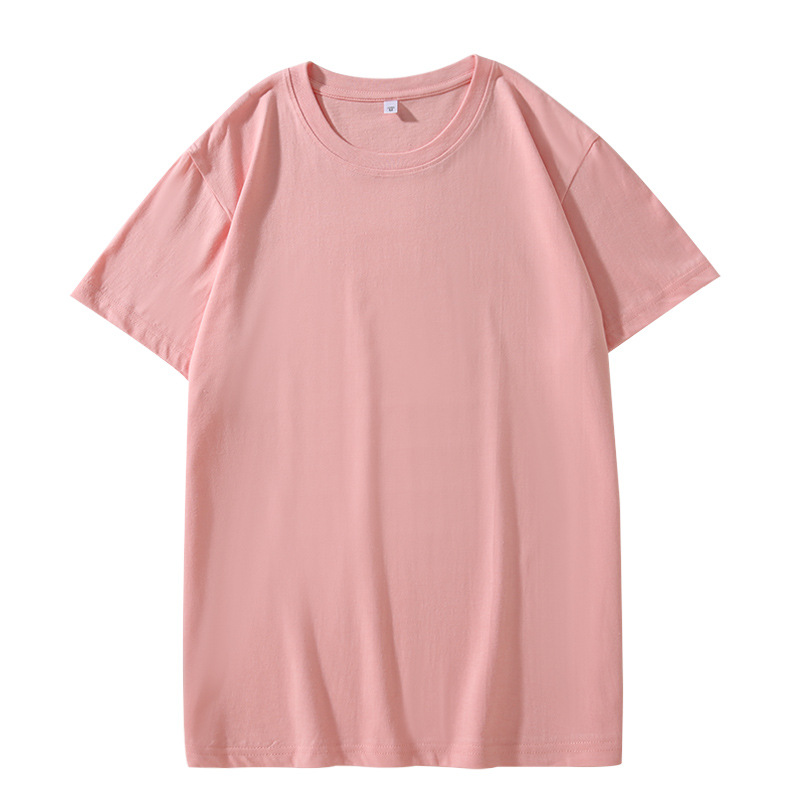 2025 Xinjiang algodón puro de fibra larga 180g cuello redondo hombres y mujeres color puro camisetas de manga corta ropa casual versátil de manga corta al por mayor