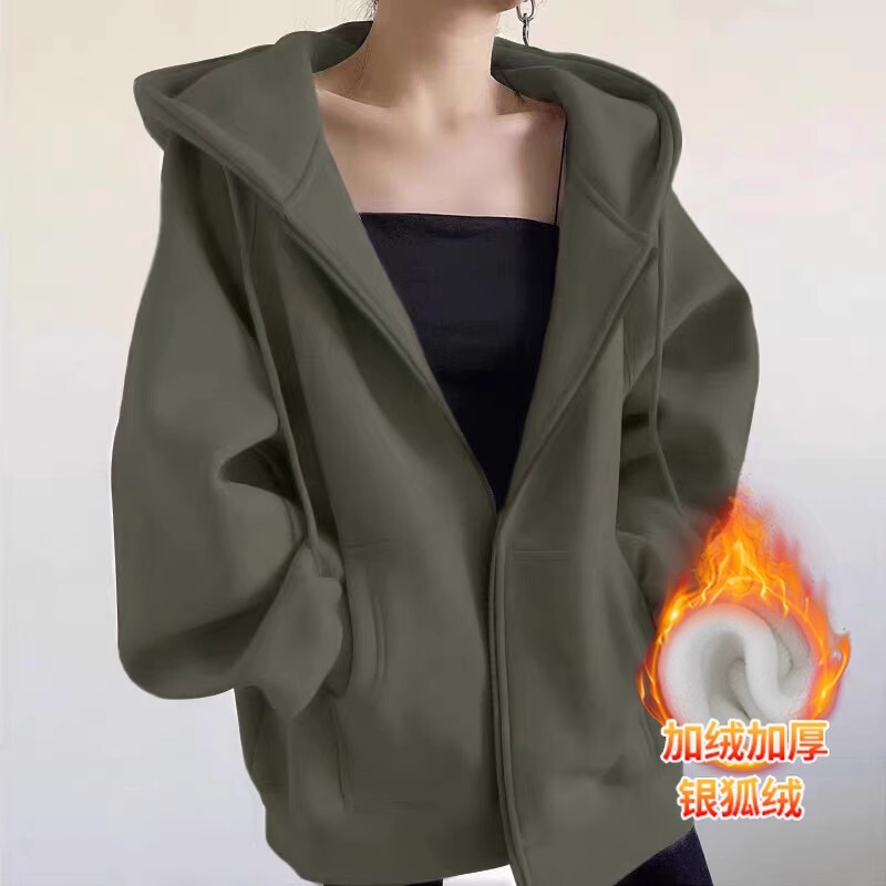 奶蓝色连帽卫衣外套女韩系薄款帽衫入秋宽松慵懒感bm显瘦开衫上衣|undefined