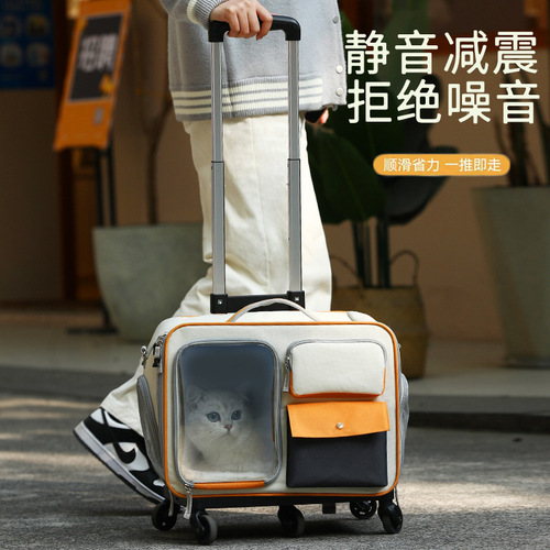 Cat backpack portable pet travel trolley suitcase small dog dog bag high-end anti-stress cat backpack