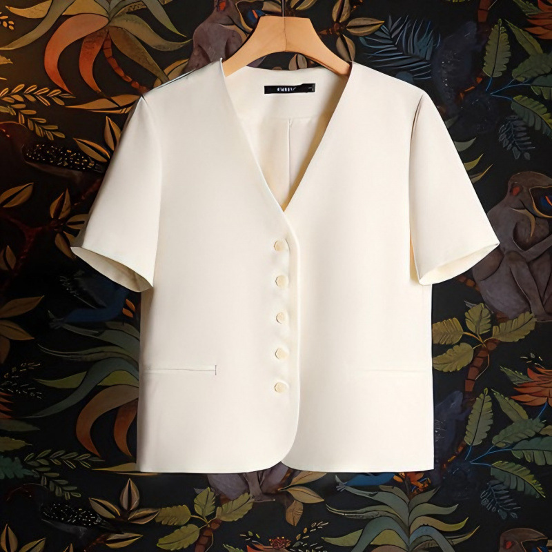 Women's Small Blazer 2023 New Spring and Summer Style Elegant Slim Short-Sleeved Thin Top Short Casual Petite