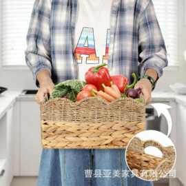 跨境手工编织收纳篮厨房水果蔬菜储物筐多规零食收纳盒编织整理筐