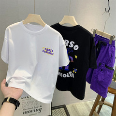 Pure cotton children's cute baby versatile and handsome top 2025 new style small and medium-sized boys and girls short-sleeved T-shirts for summer