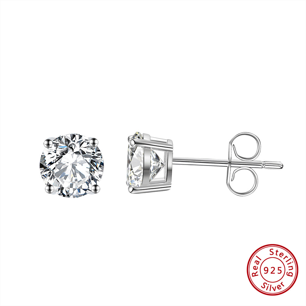 4g Weight 0.03µm Gold Plating Thickness Electroplating Gold Plating Process 925 Sterling Silver Ear Needle Material 14K Real Gold Plated, White K Plated Plating Material 1 Pair 925 Sterling Silver Zircon Solid Color Ear Studs
