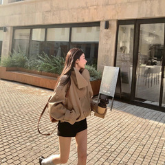 【私服！AN*E伦敦故事】双排扣宽松短款风衣外套