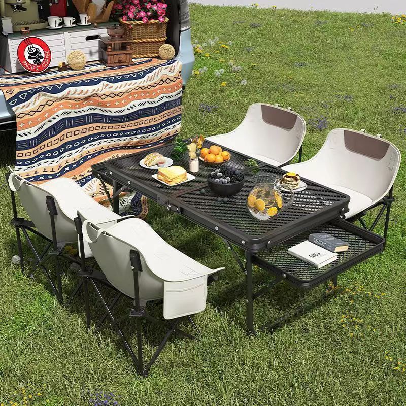 Mesa plegable al aire libre Mesa de barbacoa multifuncional Mesa de elevación portátil Mesa de malla ligera de aleación de aluminio