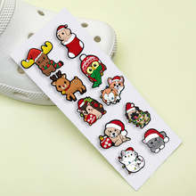 跨境新款卡通圣诞系列套装洞洞鞋鞋花配饰 PVC花园鞋精美卡纸包装