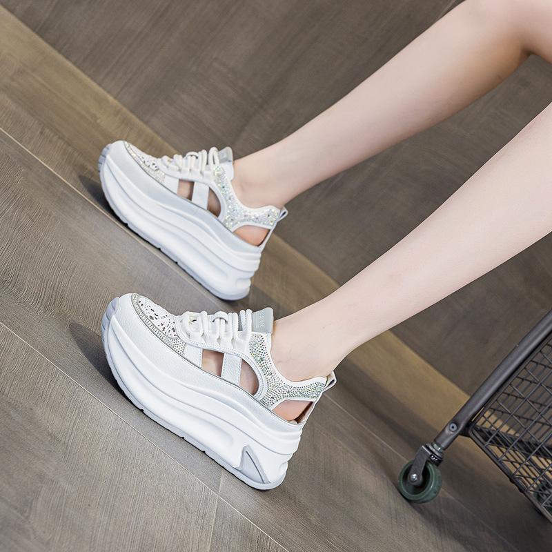 Women's Roman Sandals 2026 New Model Hollow Breathable Thick-Soled Height-Increasing Dign Niche Casual Fashion Dad_vogvips.com