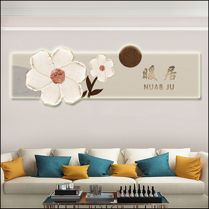 Pintura de decoración de la sala de estar de viento crema floral led atmósfera iluminación pintura de fondo sofá pintura de pared moderna pintura de dormitorio minimalista