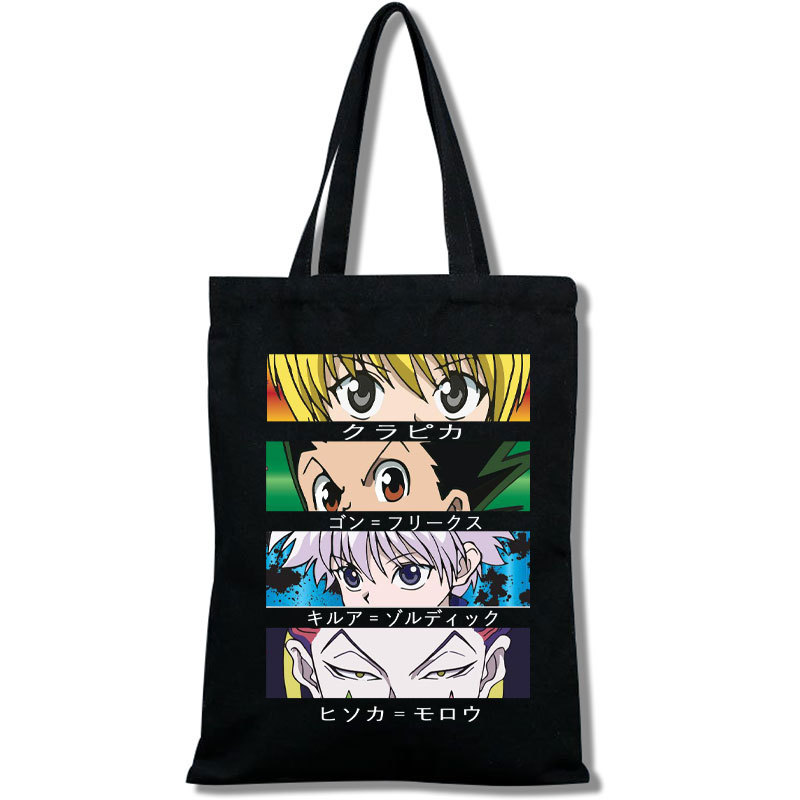 跨境Hunter X Hunter单肩收纳袋男女简约印花购物袋手提帆布挎包