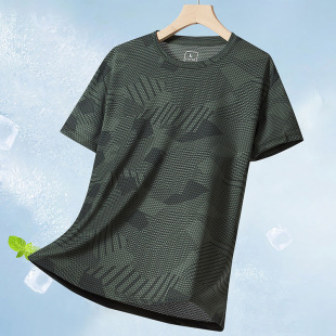 2025 Summer Quick-Drying Short-Sleeved Quick-Drying Round Neck T-Shirt Moisture-Wicking Breathable Mesh Short t Breathable and Lightweight