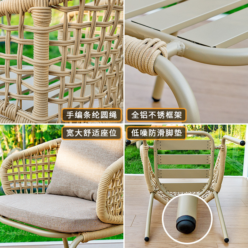 Patio al aire libre mesa y silla de plástico madera Nordic Villa patio al aire libre jardín balcón al aire libre ocio al aire libre terraza combinación