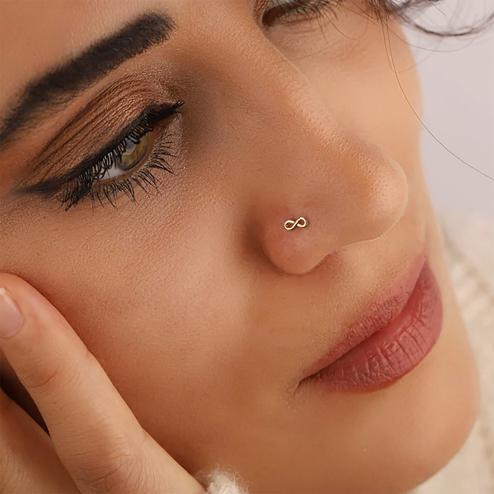 S925 Sterling Silver Infinity Nose Stud Hypoallergenic Piercing_voghion.com