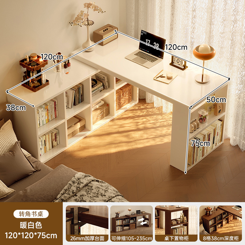 Esquina de madera maciza, escritorio, estantería, mesa integrada, dormitorio, hogar, tocador para estudiantes, escritorio para computadora en forma de l, oficina