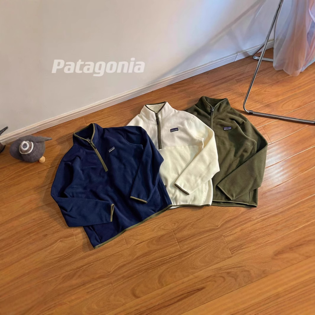 High Quality Bata P@Ta Half Zipper Outdoor Pullover Polar Fleece Stand Collar Warm Fleece Sweatshirt Couple Style Winter