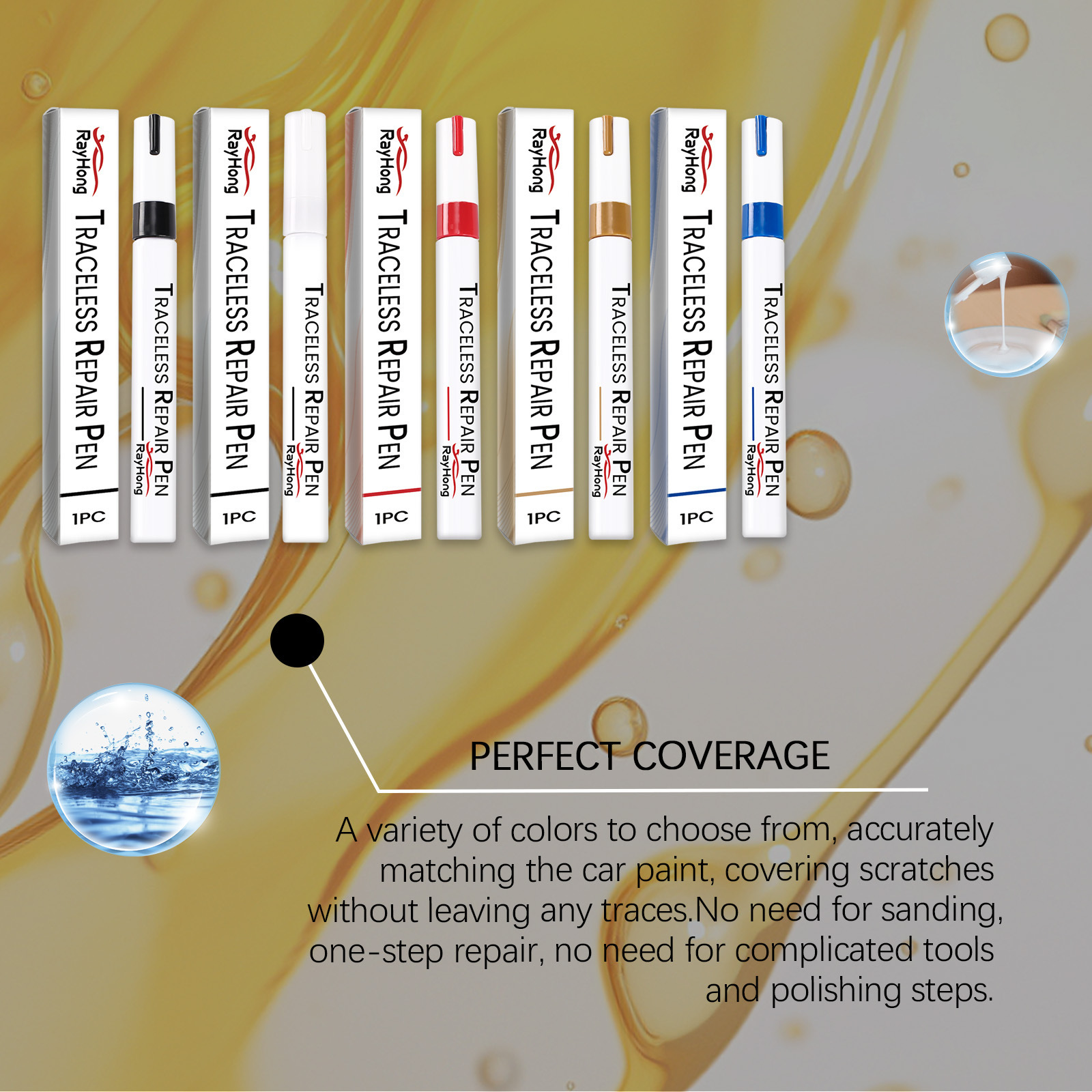 rayhong car touch-up pen, car scratch repair and restoration, car color care pen