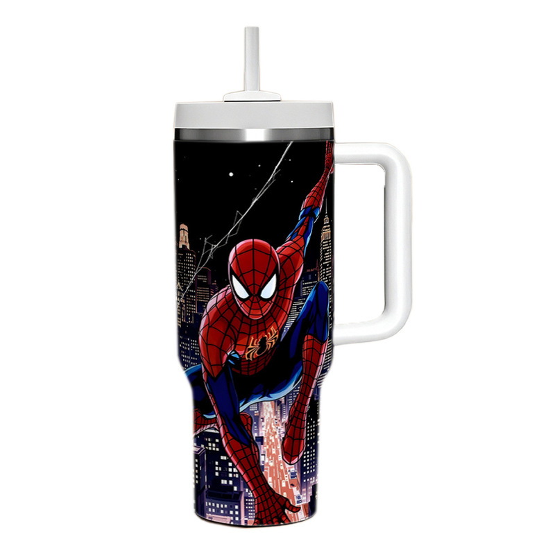 跨境蜘蛛侠spider-man 40OZ不锈钢保温杯汽车杯带手柄车载冰霸杯|undefined