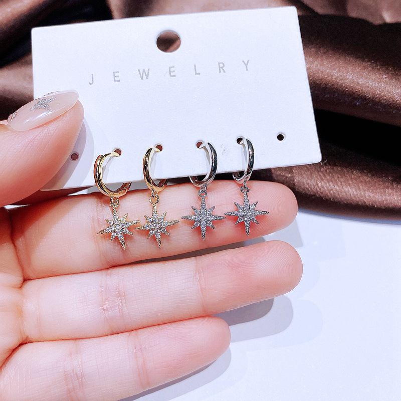 Womenu0027S Fashion Star Copper Earrings Inlaid zircon Zircon Drop Earrings